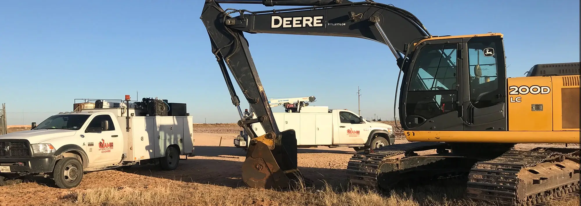 RAM mobile service trucks and Deere 200D LC excavator